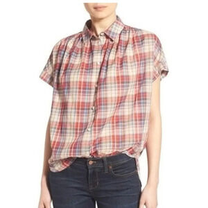 Madewell Multicolor Plaid Short Sleeve Blouse